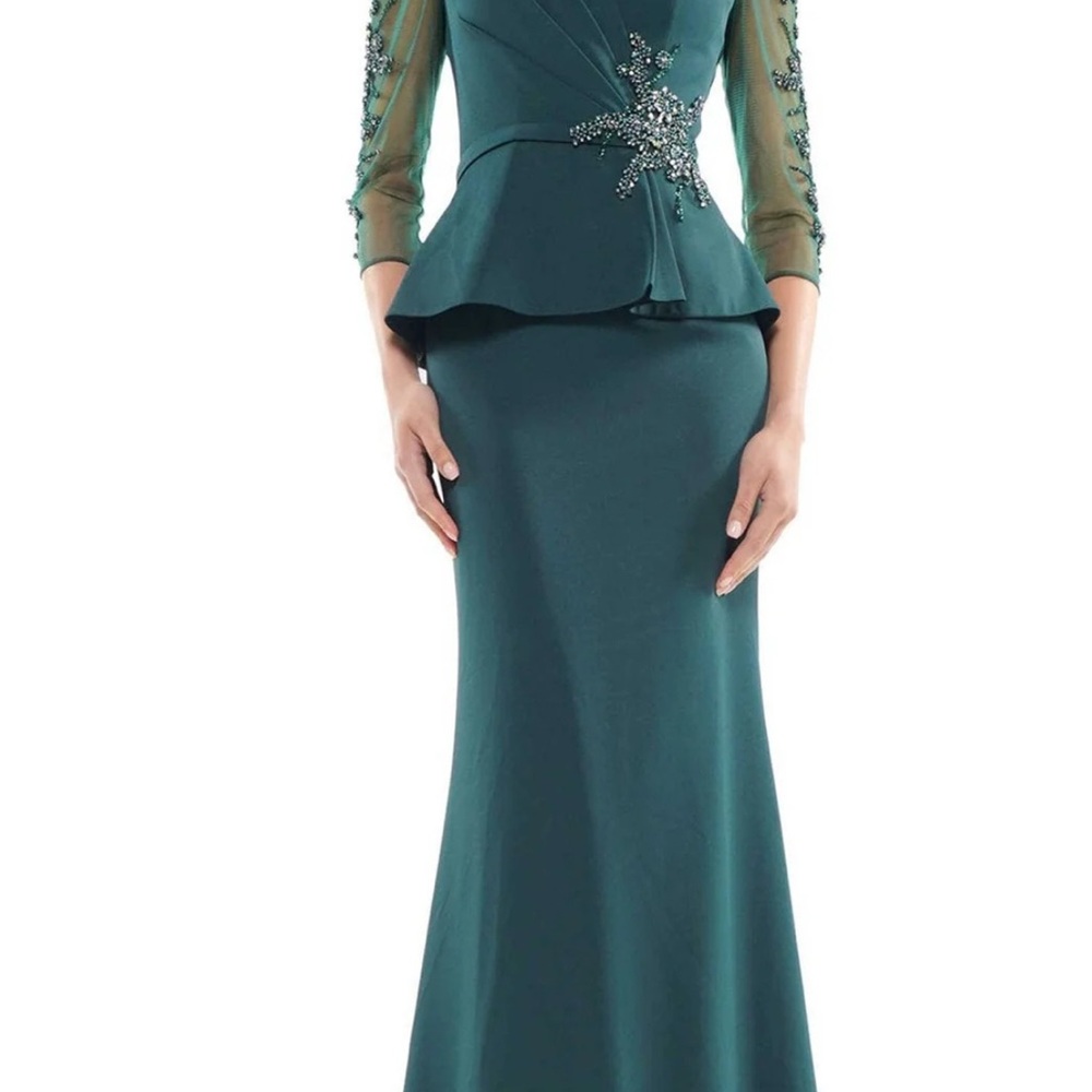 Chic Teal Long Sleeve Dress with Embellishments